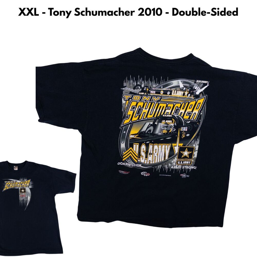 Tony‎ Schumacher Y2K Racing Tee XXL 2010 Go Army NHRA Drag Racing Black